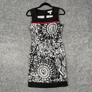 Dressbarn Black White Monochrome Sheath Dress Size 4
